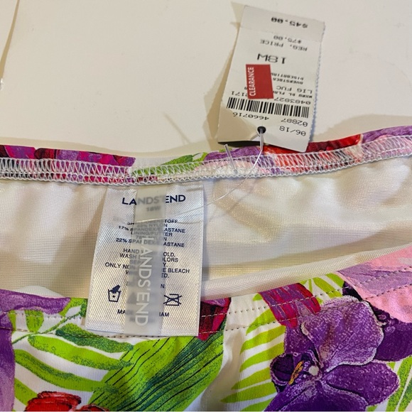 Lands End Swim Skirt NWT SZ 18W, floral waist 18” flat, length 14” no pockets - Picture 6 of 8